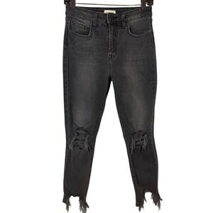 L'AGENCE High Line Skinny Jeans Gray Distressed Raw Hem High Rise Women's 27